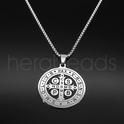 304 Stainless Steel Double Side Pendant Necklaces NJEW-S007-17P-1