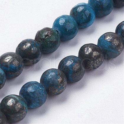 Natural Pyrite Beads Strands G-K181-6mm-H01-1