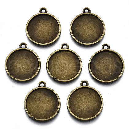 Tibetan Style Alloy Pendant Cabochon Settings X-TIBE-S322-002B-AB-NR-1