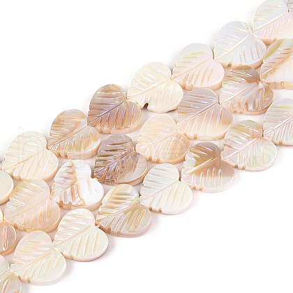 Electroplated Natural Freshwater Shell Carved Beads Strands SHEL-T020-14-1