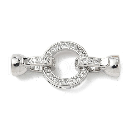 Brass Micro Pave Clear Cubic Zirconia Fold Over Clasps KK-U059-34P-1