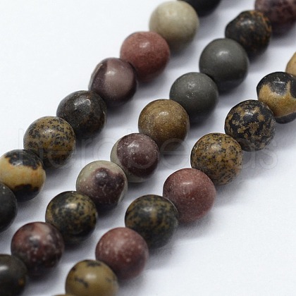 Natural Dendritic Jasper Beads Strands G-I199-20-6mm-1