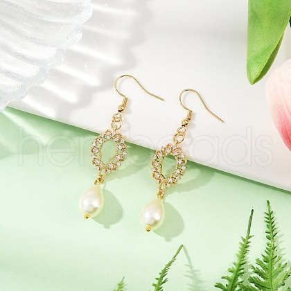Brass Micro Pave Clear Cubic Zirconia Dangle Earrings EJEW-JE06460-1