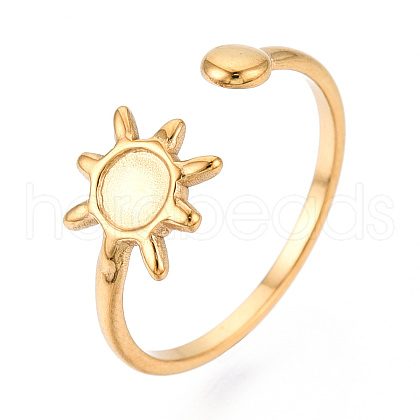 Sun 304 Stainless Steel Cuff Ring Components STAS-T066-34G-1