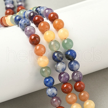 Chakra Natural Mixed Gemstone Beads Strands G-P574-A03-6mm-1