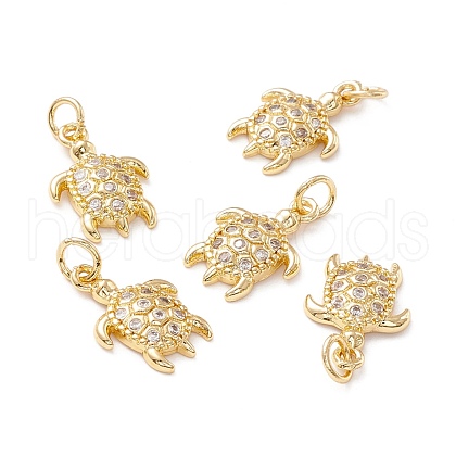 Brass Micro Pave Clear Cubic Zirconia Pendants KK-K266-04G-1