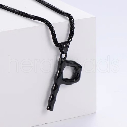 Stylish Stainless Steel Initial Pendant Necklaces SR1473-16-1