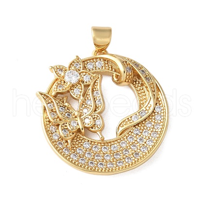 Brass Micro Pave Cubic Zirconia Pendants KK-A252-20G-1