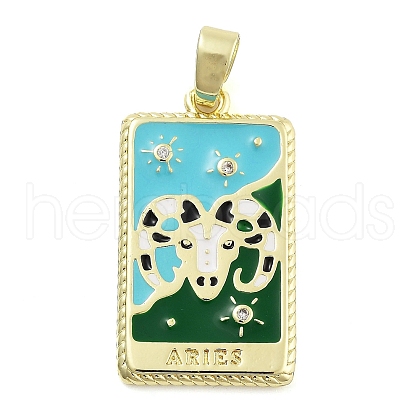 Rack Plating Brass Micro Pave Clear Cubic Zirconia Pendants KK-S371-02G-09-1