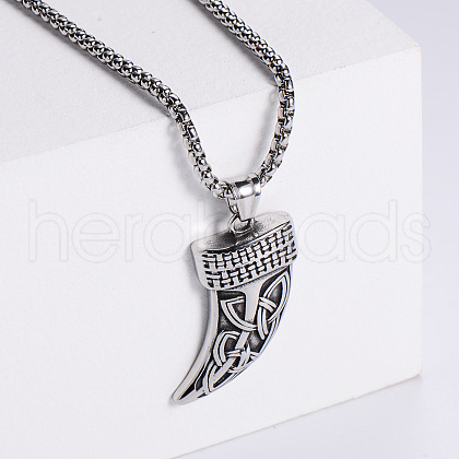 Vintage Stainless Steel Viking Knife Shaped Pendant Punk Necklaces for Men RK3573-1-1