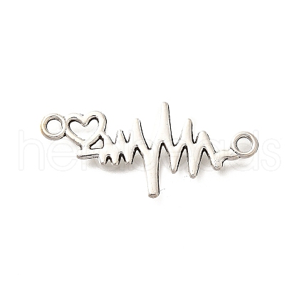 Tibetan Style Alloy Heartbeat Connector Charms PALLOY-D291-02AS-02-1