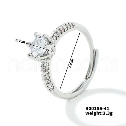 Mother's Day Rings Fashionable Unisex Brass Micro Pave Clear Cubic Zirconia Solitaire Ring VA2990-13-1
