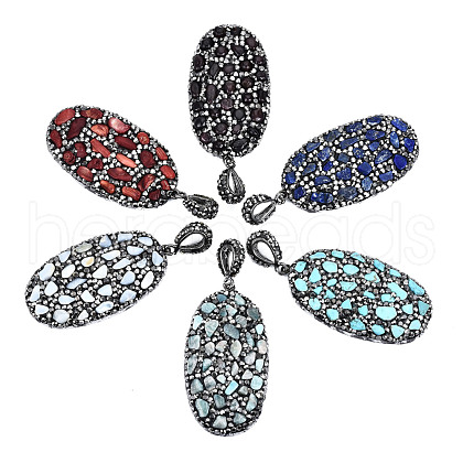 Polymer Clay Rhinestone Pendants RB-S056-15A-B-1