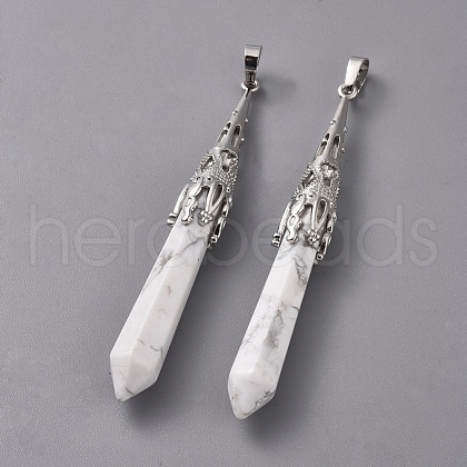 Natural Howlite Big Pointed Pendants G-G797-05P-11-1