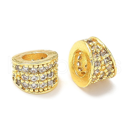 Brass Micro Pave Cubic Zirconia European Beads KK-A254-28G-1