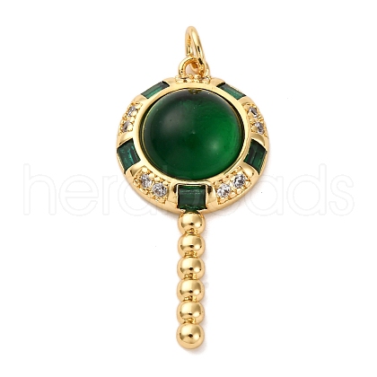 Brass Micro Pave Cubic Zirconia Pendants KK-U076-04G-02-1