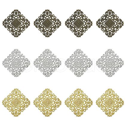 12Pcs 3 Colors Iron Filigree Joiner Links IFIN-YW0003-46-1
