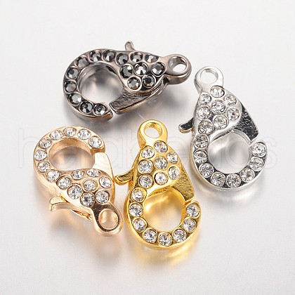 Alloy Glass Rhinestone Lobster Claw Clasps ZIRC-F022-63-1