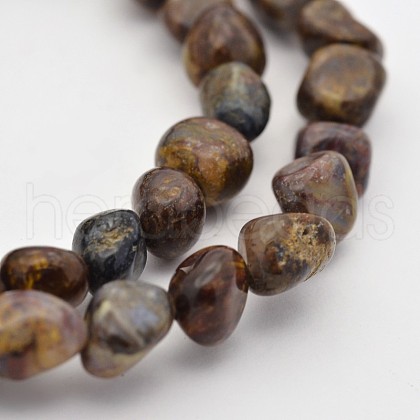 Natural Golden Silk Jade Bead Strands G-P070-11-1