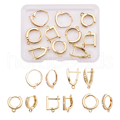 Brass Micro Pave Cubic Zirconia Hoop Earring Findings KK-PJ0001-06G-1