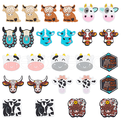 ANATTASOUL 13 Styles Cattle Food Grade Eco-Friendly Silicone Focal Beads SIL-AN0001-04-1