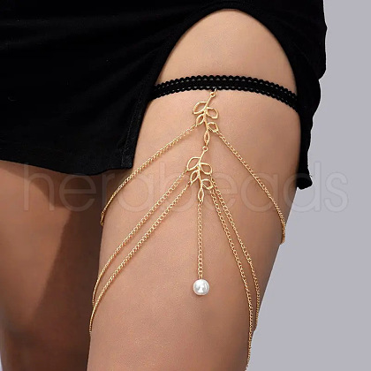 Leaf Alloy Tassel with Plastic Pearl Leg Chains FS-WG851ED-01-1