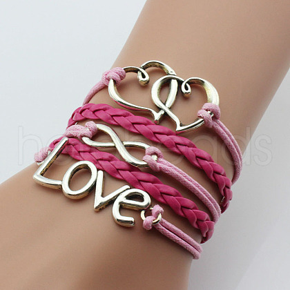 PU Leather & Hemp Cord Multi-strand Bracelets WG4AB3D-01-1
