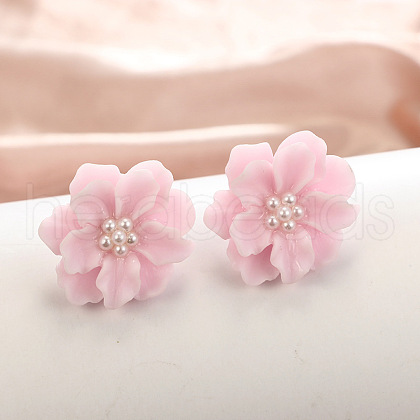 Flower Alloy Resin Stud Earrings FS-WG5AFB8-04-1