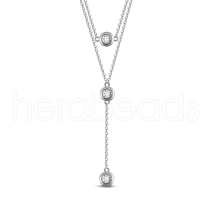 SHEGRACE Rhodium Plated 925 Sterling Silver Tiered Necklaces JN844A-1