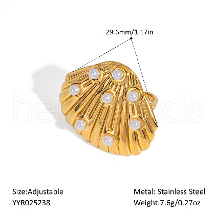 European Stainless Steel Shell Shape Cuff Rings QE5105-2-1