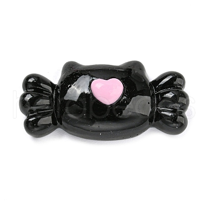 Black & Pink Opaque Resin Cabochons CRES-P026-A02-1