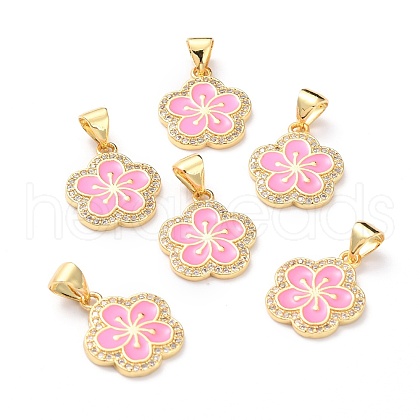 Brass Micro Pave Cubic Zirconia Pendants ZIRC-H120-02D-G-1