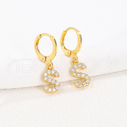 Brass Micro Pave Clear Cubic Zirconia Hoop Earrings FS-WGAF6E5-05-1