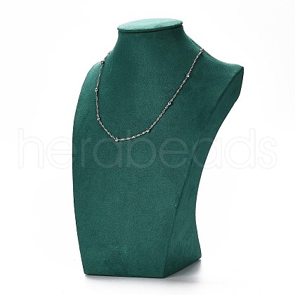 Bust Wood Covered with Microfiber Necklace Display Stands NDIS-F003-01B-1