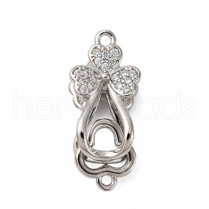 Brass Micro Pave Clear Cubic Zirconia Interlocking Clasps KK-C075-28P-1