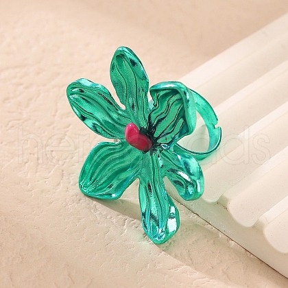 Adjustable Alloy Flower Finger Rings for Women RJEW-B124-01D-1