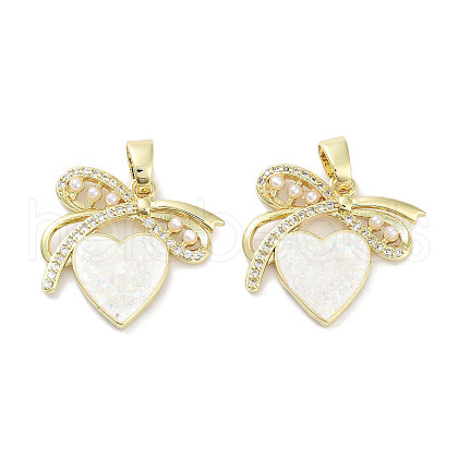 Brass Micro Pave Clear Cubic Zirconia Pendants KK-L213-017G-02-1