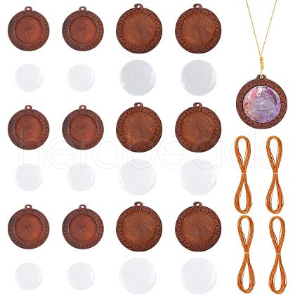 CHGCRAFT DIY Flat Round Pendant Necklace Making Kit DIY-CA0004-84-1