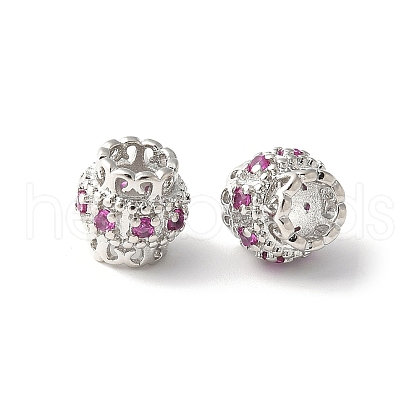 Brass Micro Pave Cubic Zirconia Bead KK-U067-08P-04-1
