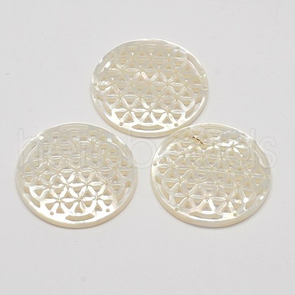 Natural Mother of Pearl Shell Pendants SSHEL-L002-18-1