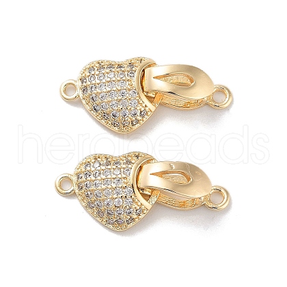 Brass Micro Pave Cubic Zirconia Fold Over Clasps KK-E107-02G-1