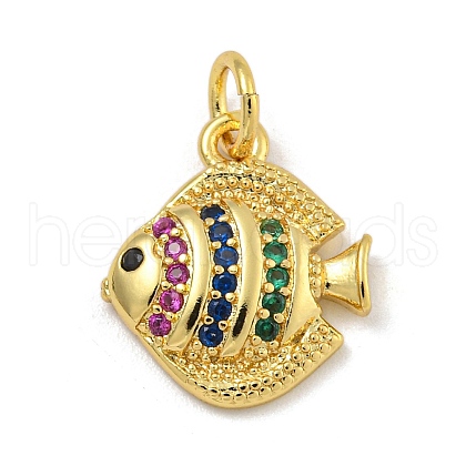 Rack Plating Brass Micro Pave Cubic Zirconia Charms KK-I718-03G-C-1