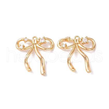 Brass Micro Pave Clear Cubic Zirconia Pendants KK-S376-17C-G-1