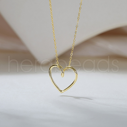 925 Sterling Silver Heart Pendant Necklaces for Women NJEW-C087-04G-1