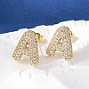 Brass Micro Pave Clear Cubic Zirconia Stud Earrings EJEW-Z091-02G-2