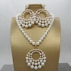 Plastic Imitation Pearl Beaded Stud Earrings & Necklaces Sets for Women FS-WGDB8BB-01-1