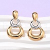 304 Stainless Steel Two Tone Gourd Dangle Stud Earrings EJEW-C142-15PG-3