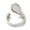 Rack Plating Brass Blank Teardrop Open Cuff Rings RJEW-E290-03P-3