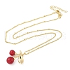 Brass Resin Fruit Cherry Pendant Satellite Chain Necklaces for Women NJEW-D306-02G-A-2