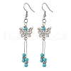 Butterfly 304 Stainless Steel Tassel Dangle Earrings EJEW-JE06422-02-2